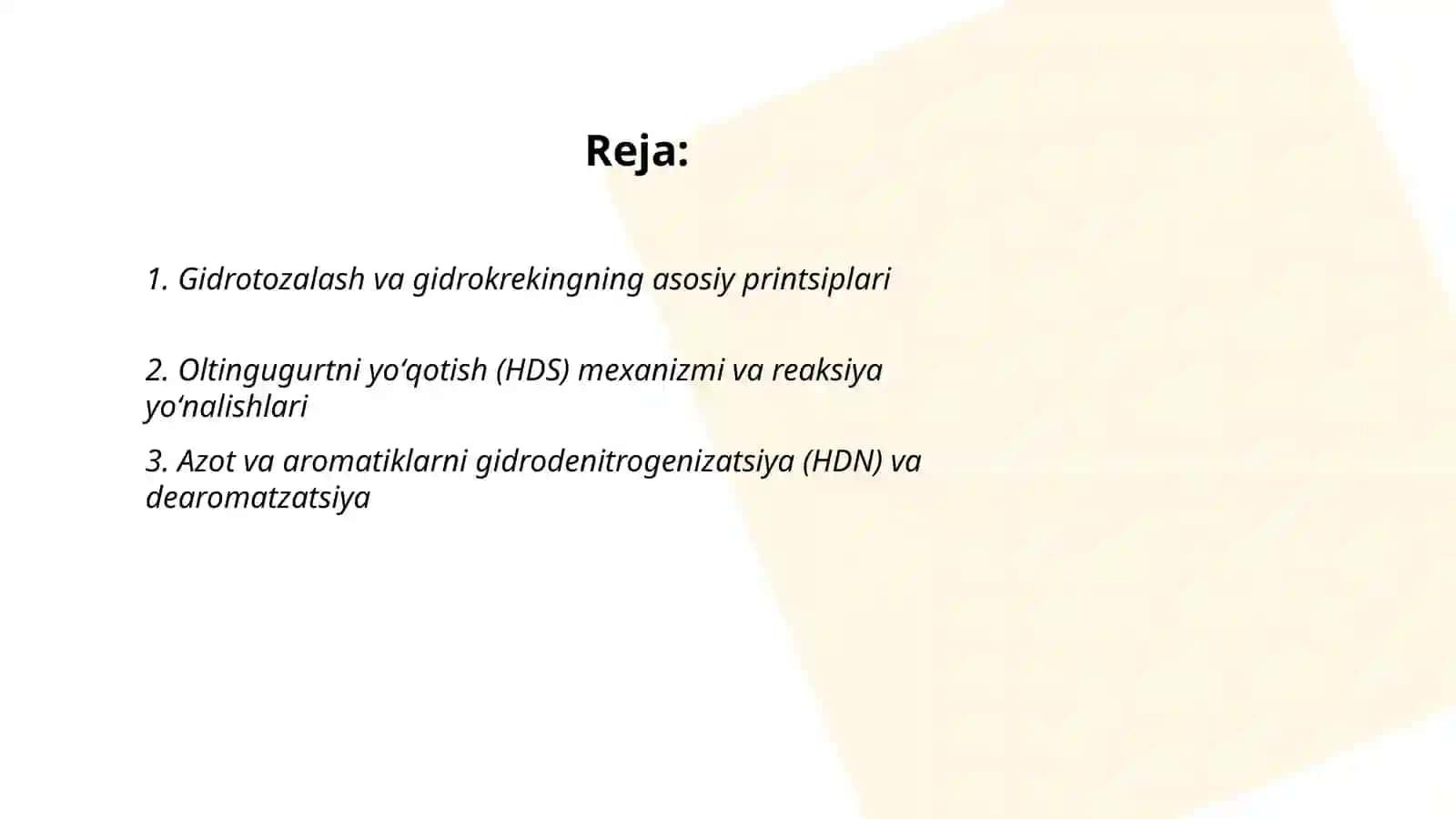 Gidrotozalash va gidrokreking asosiy printsiplari 2