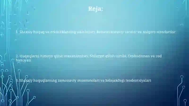 Shaxsiy huquq va erkinliklarning kafolatlari 2