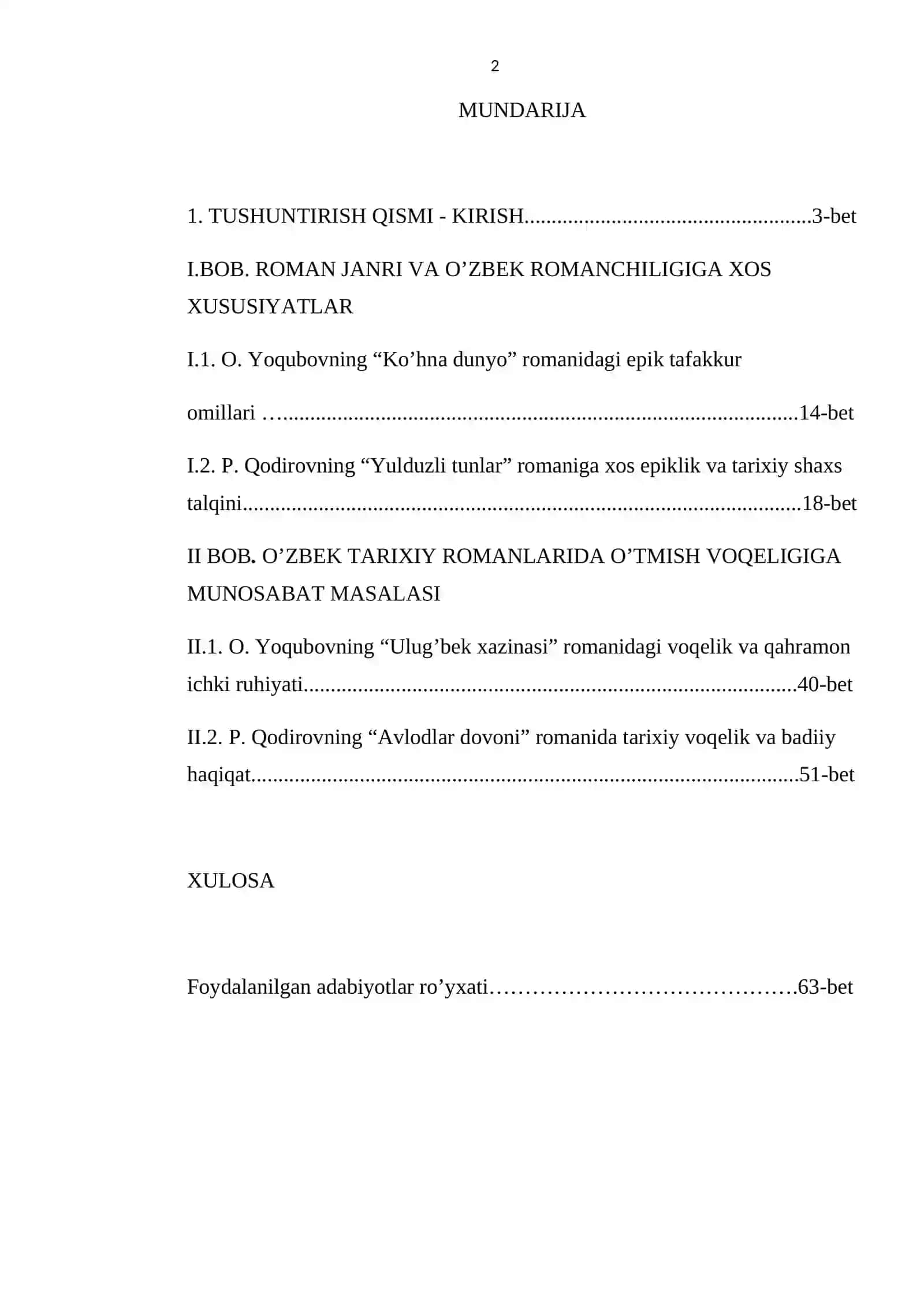 Roman janri va epik tafakkur (O.Yoqubov va p.qodirov tarixiy romanlari misolida) 2