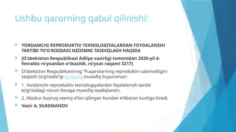 O‘zbekistonda yangi reproduktiv texnologiyalarni qo’llash 2