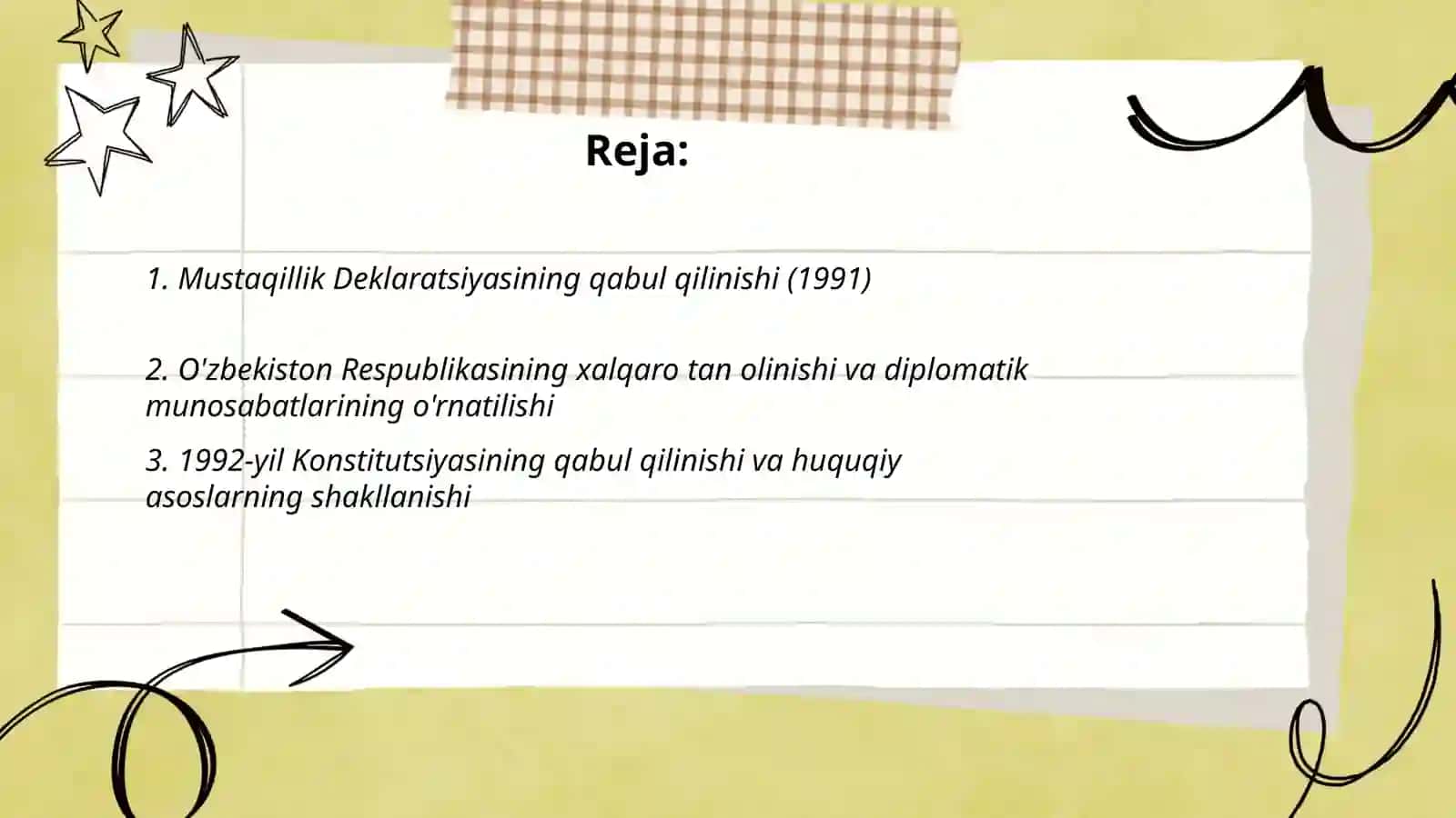 Mustaqil O'zbekiston Respublikasining tashkil topishi va uning tarixiy ahamiyati 2