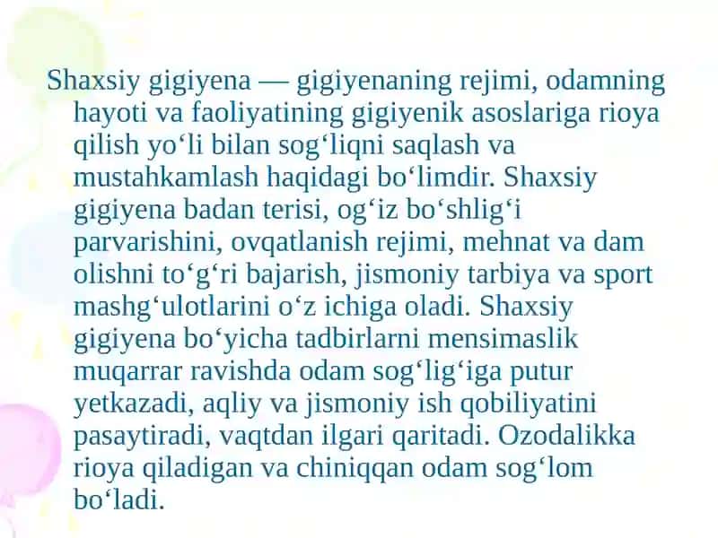 Shaxsiy gigiyena 2