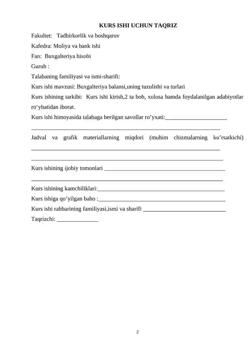 Buxgalteriya balansi,uning tuzulishi va turlari 2