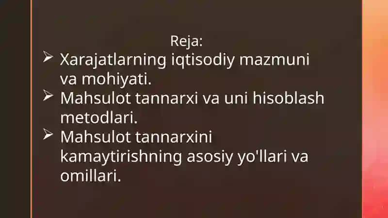 Ishlab chiqarish xarajatlari va ularni kamaytirish yo’llari 2