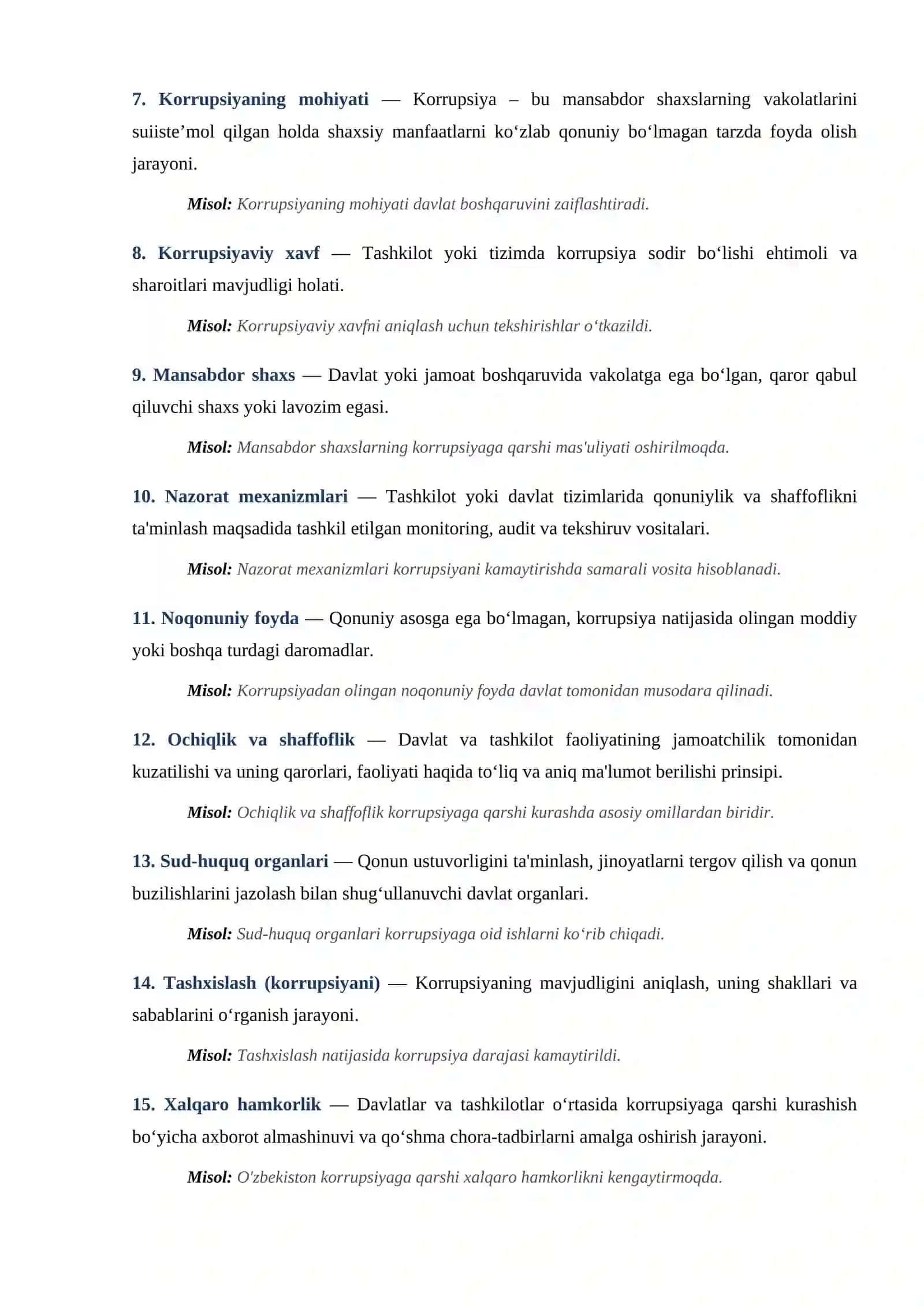 Korrupsiya va unga qarshi kurash terminlari lug'ati 2