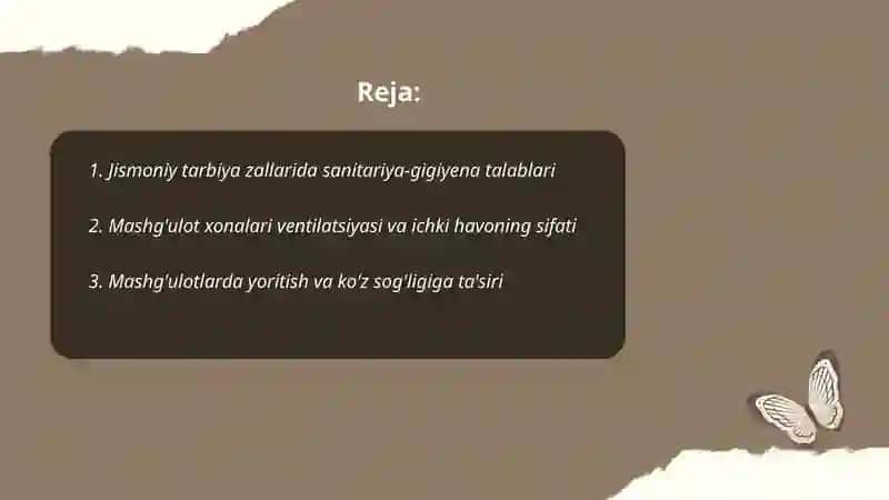 Jismoniy tarbiya zallarida sanitariya-gigiyena talablari 2