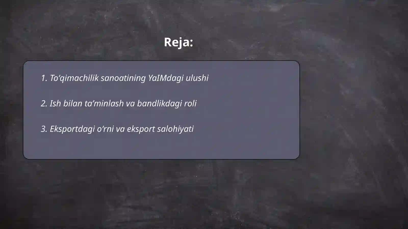 Toʻqimachilik sanoatining iqtisodiyotdagi oʻrni 2