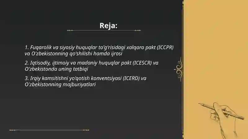 O'zbekiston Respublikasi qo'shilgan inson huquqlariga oid xalqaro shartnomalar 2