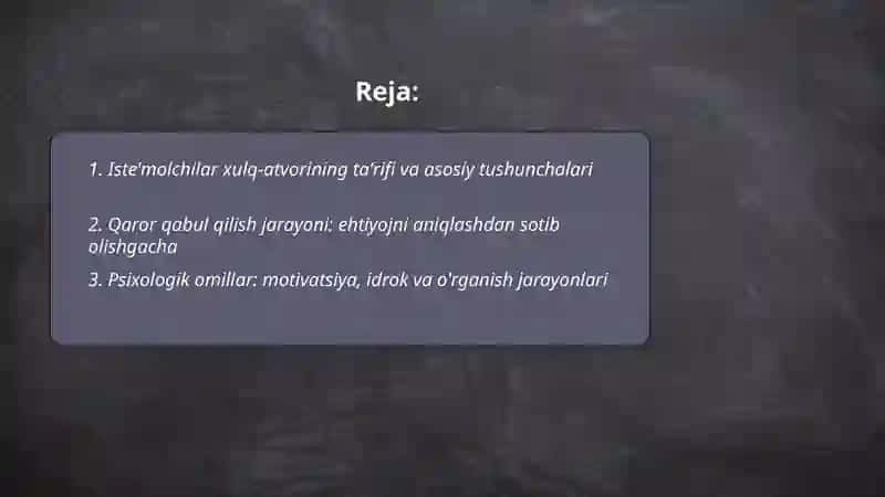 Isteʼmolchilar xulq atvori 2
