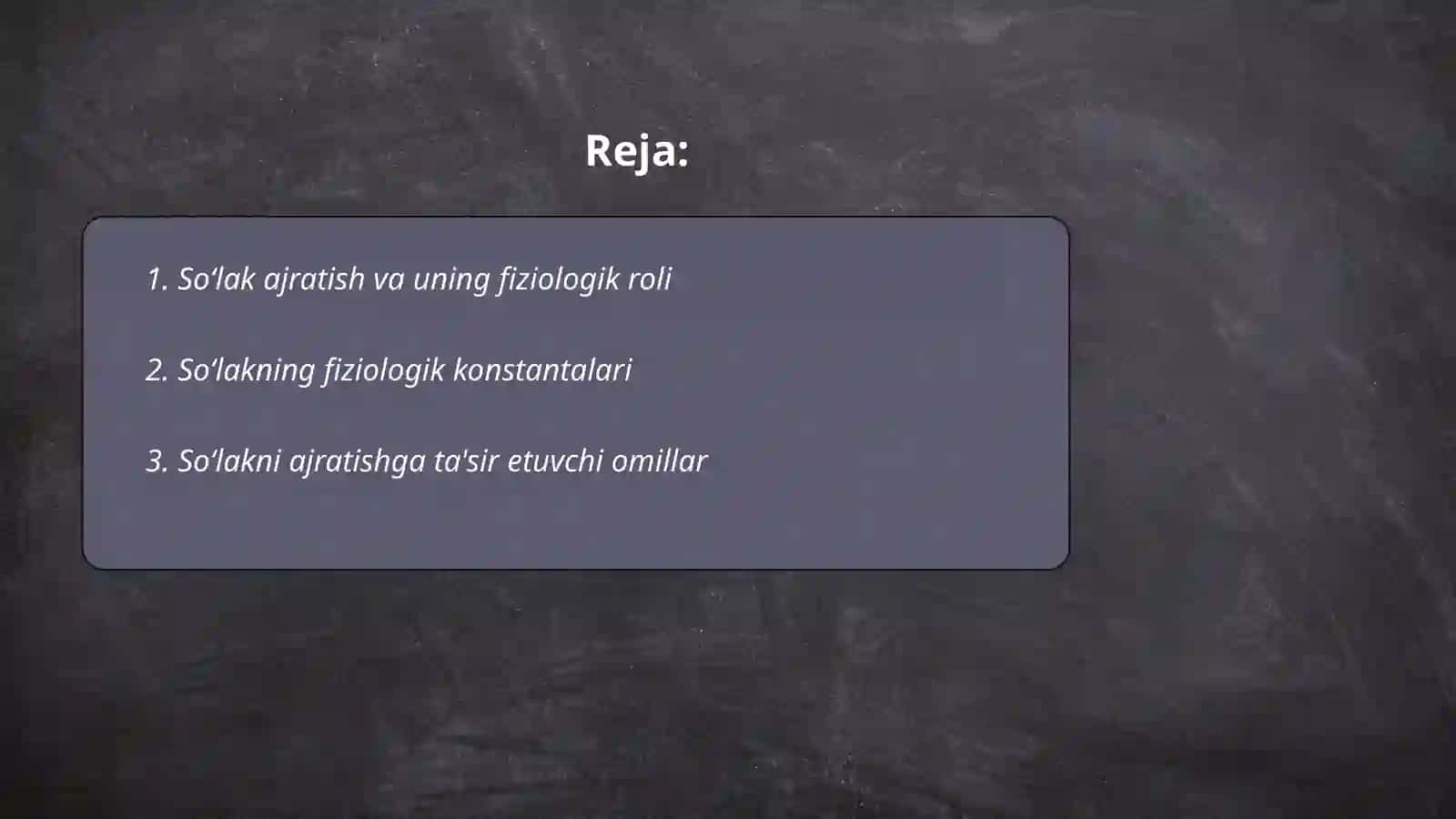 So’lak reaksiyasi fiziologik konstanta sifatida 2