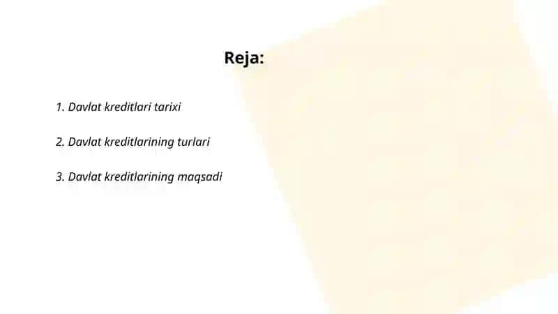 Davlat kreditlari tarixi 2