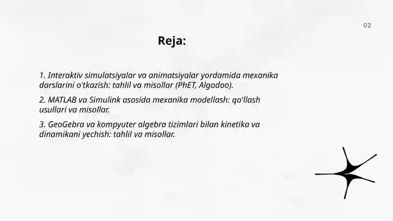 Interaktiv simulatsiyalar va animatsiyalar yordamida mexanika darslarini o'tkazish 2