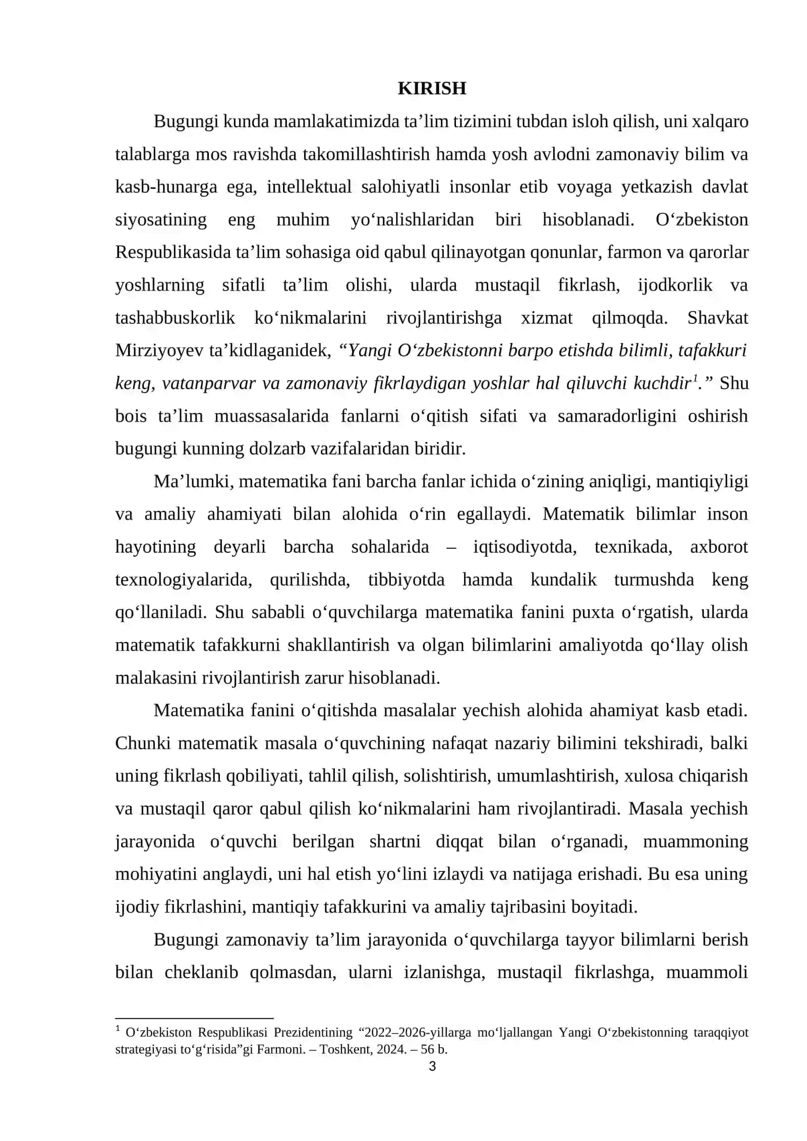 MATEMATIK MASALALARNI YECHISHGA OʻRGATISH METODIKASI 2
