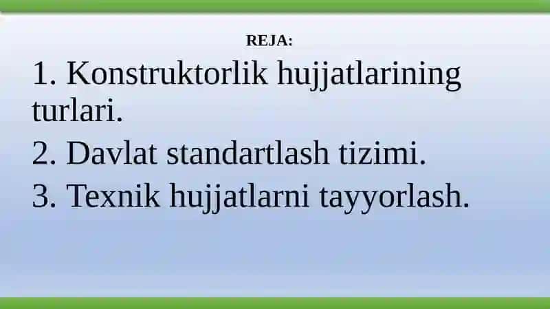 Konstruktorlik hujjatlarini tayyorlashning yagona tizimi 2