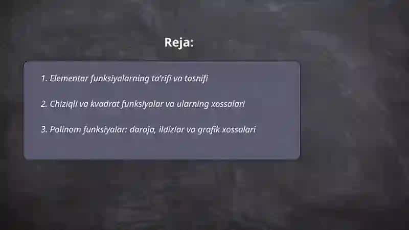 Elementar funksiyalar va ularning xossalari 2