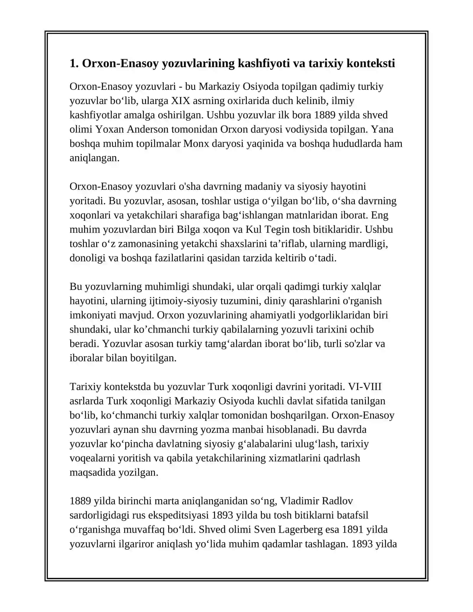 O’RXUN-ENASOY YOZUVLARI. TOSH BITIKLAR 2