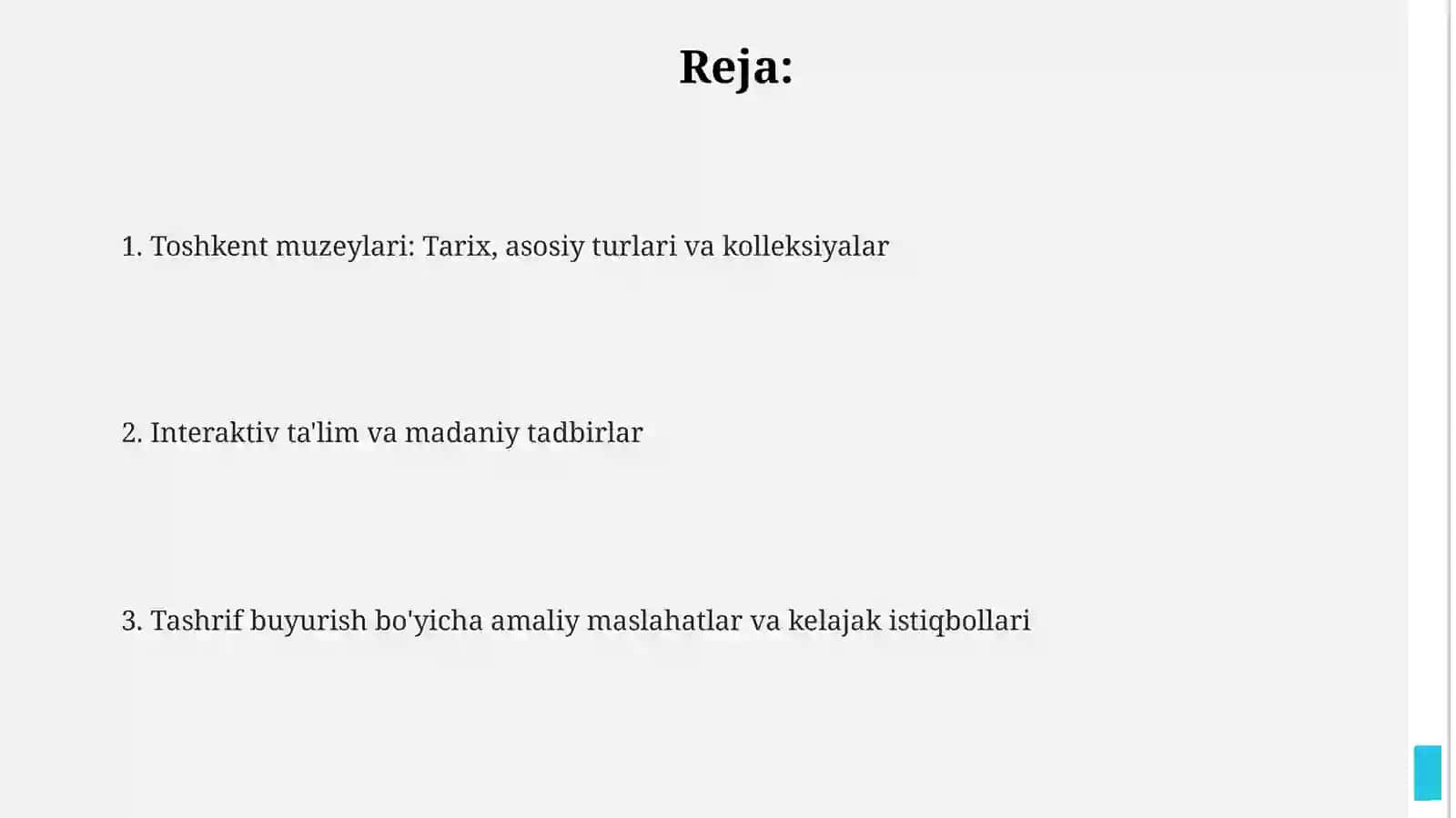 Toshkent shahrida joylashgan muzeylar faoliyati 2