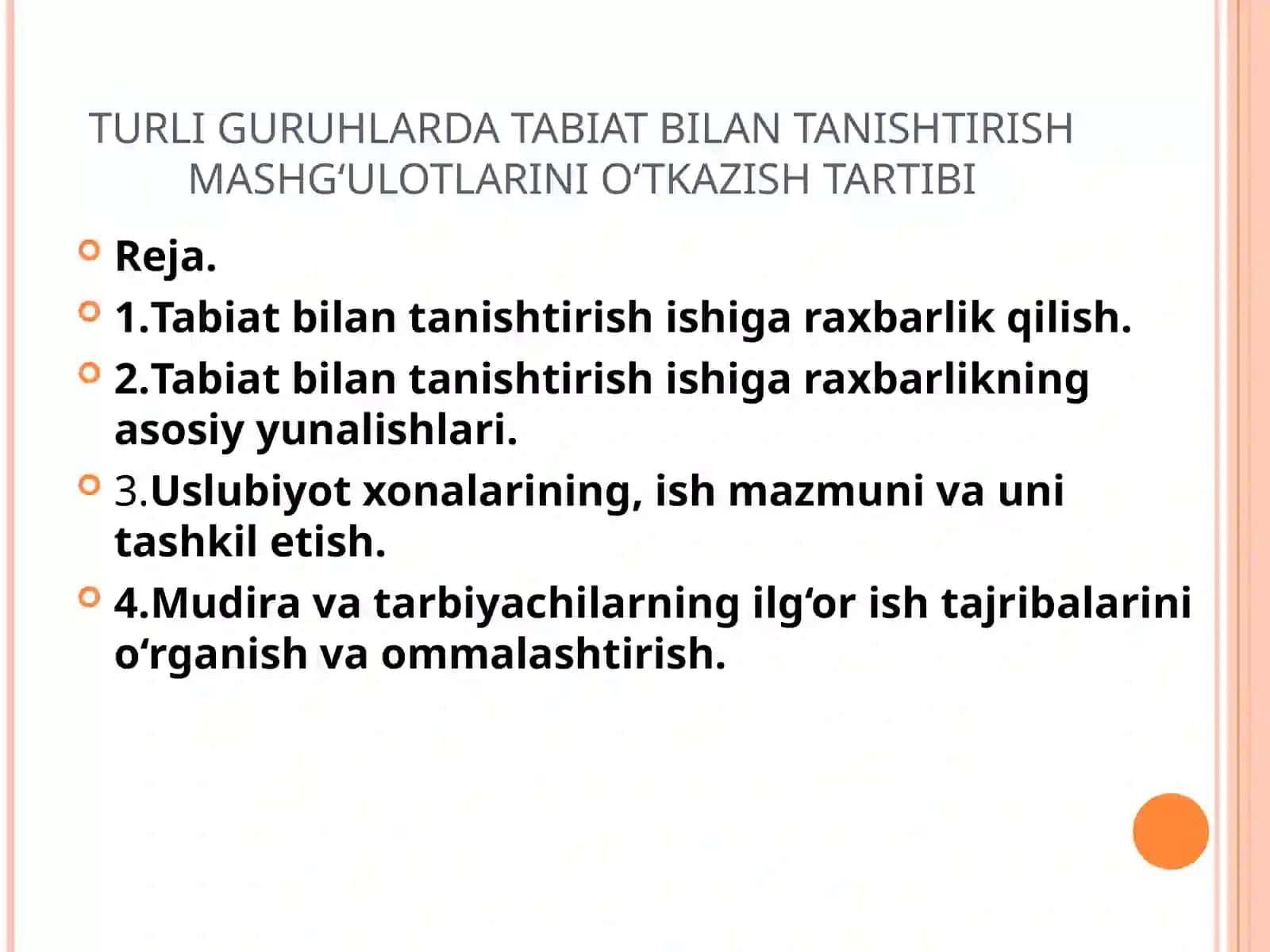 MAʼRUZA-TURLI GURUHLARDA TABIAT BILAN TANISHTIRISH MASHG‘ULOTLARINI O‘TKAZISHTARTIBI 2