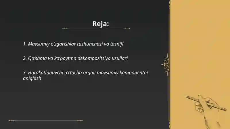 Dinamika qatorlarida mavsumiy tebranishlarni statistik oʻrganish usullari 2