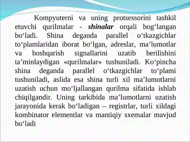 Kompyuter shenalari va ularning ishlash tamoyillari. PCI. PCI Express va UZB shinalari 2