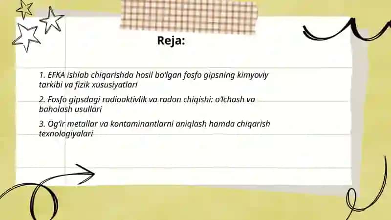 EFKA ishlab chiqarishda hosilboʻlgan fosfo gipsni qayta ishlash 2