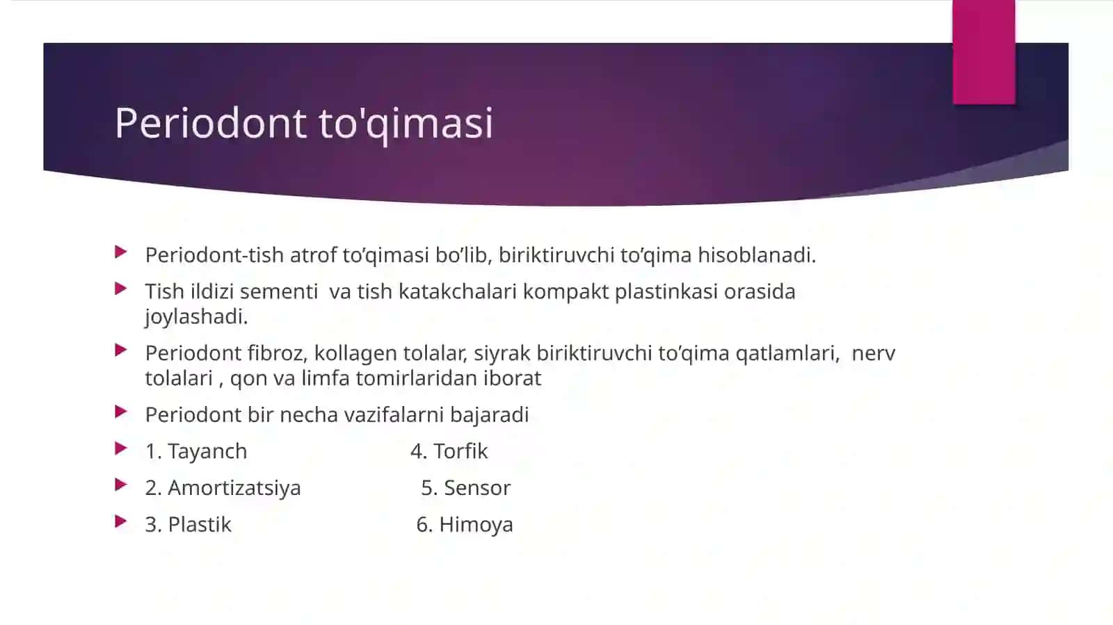 Sut tishlar periodont to’qimasi strukturasining bolalar yoshida o’zgarishi va ularda kechadigan periodontitlar klinik kechishi bilan bog'liqligi 2