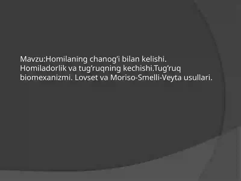 Homilaning chanog’i bilan kelishi 2