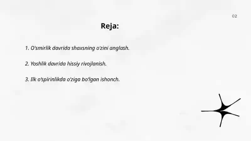 Psixologiyada ilk o‘spirinlik va yoshlik davrida psixik rivojlanish 2