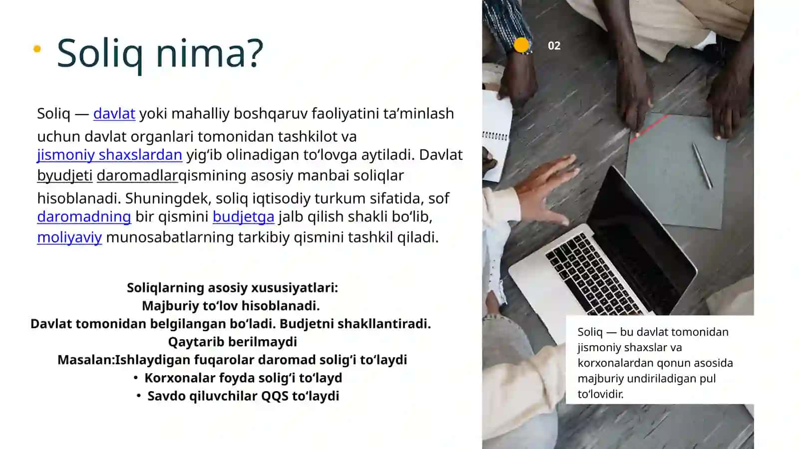 Soliqlar, ularning vazifalari va turlari 2