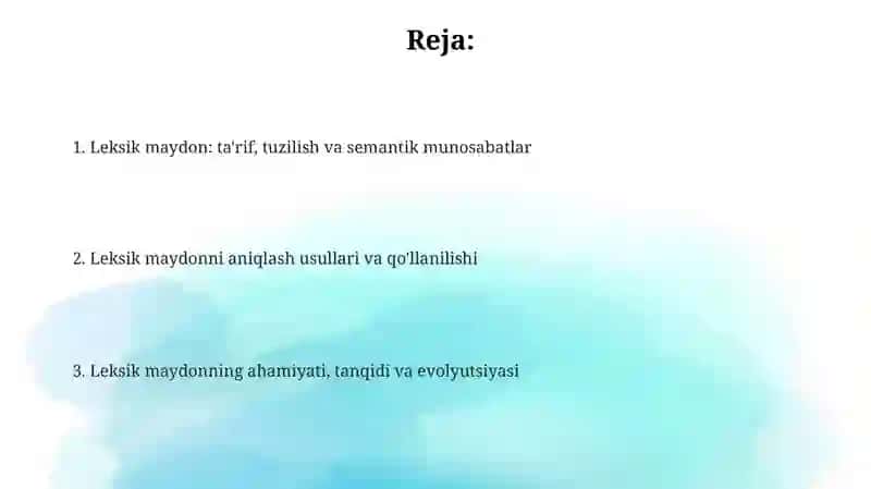 Leksik maydon tushunchasi 2