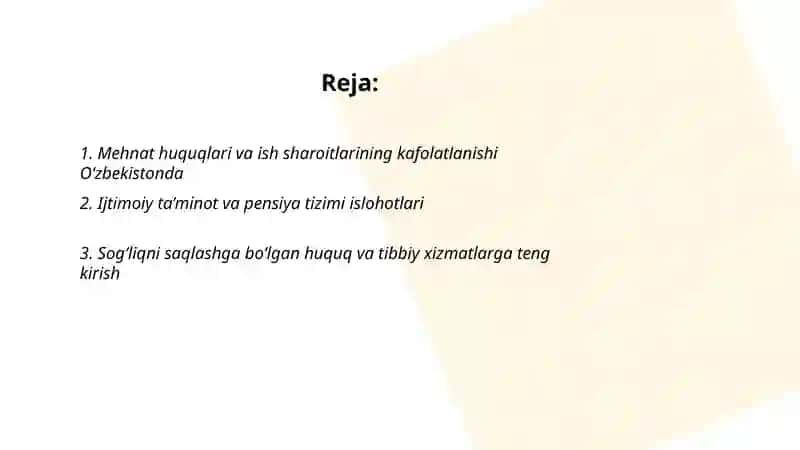Oʻzbekiston Respublikasida Iqtisodiy, ijtimoiy, madaniy va ekologik huquqlar 2