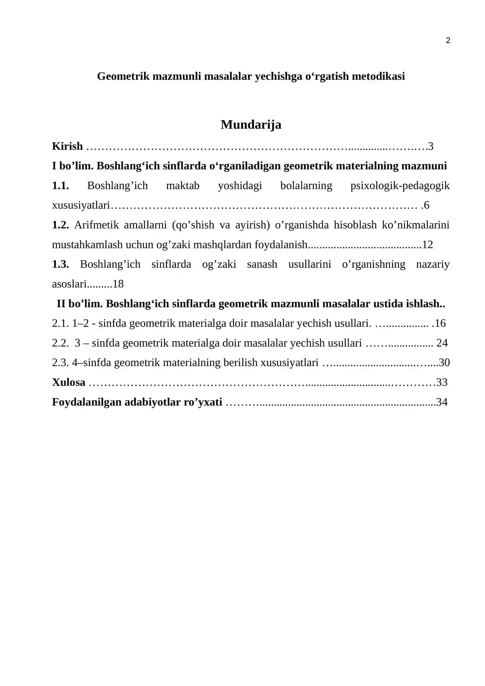 Geometrik mazmunli masalalar yechishga oʻrgatish metodikasi 2