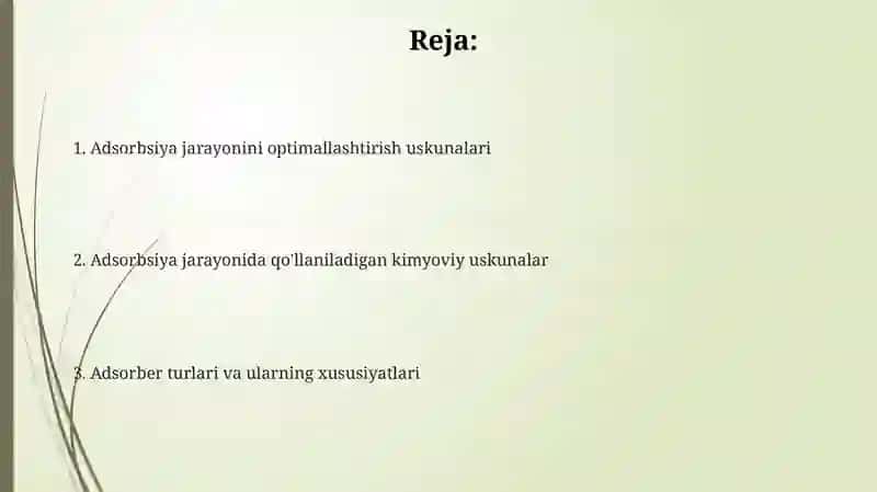 Adsorbsiya jarayoni uchun kimyoviy jihozlar 2