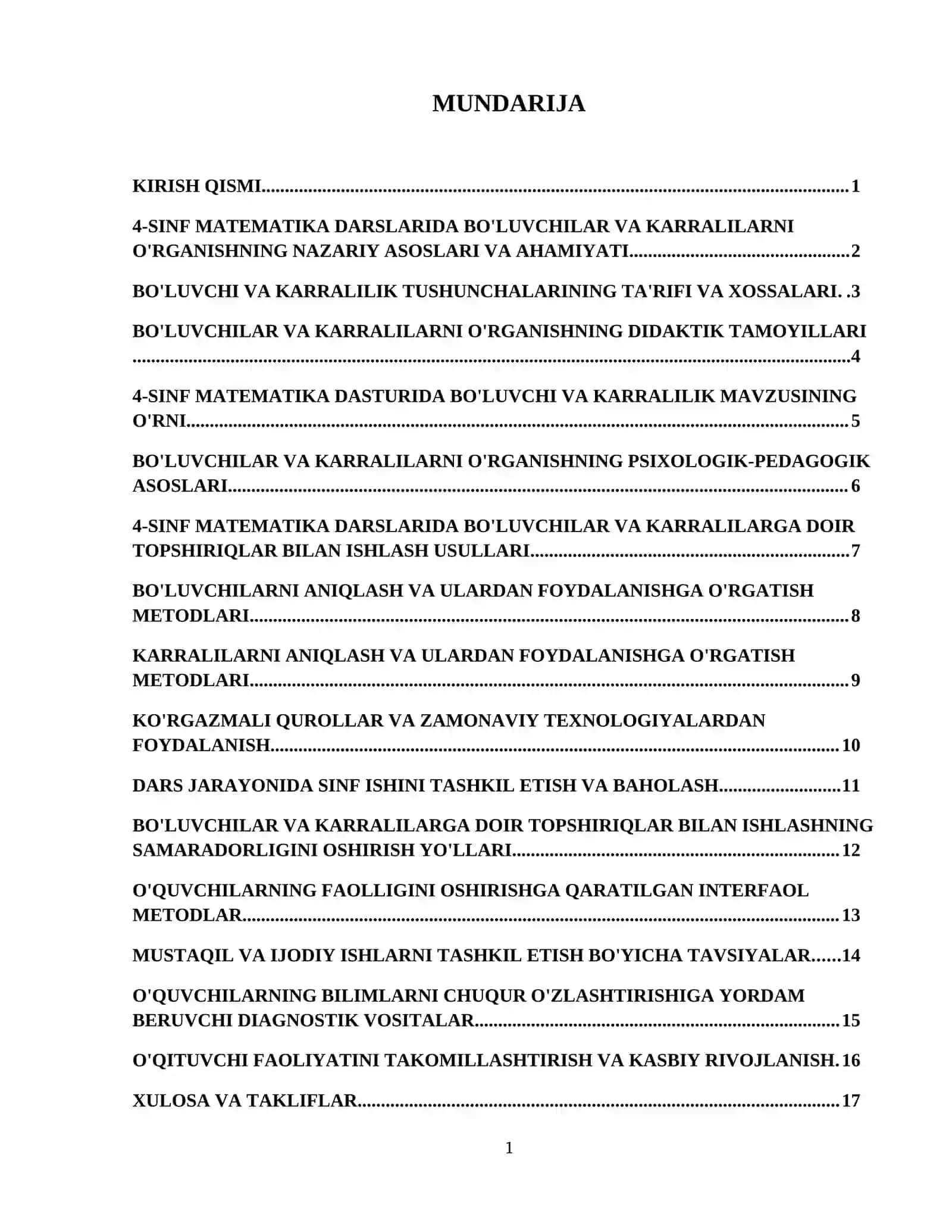 4-sinf matematika darslarida bo'luvchilar va karralilarga doir topshiriqlar bilan ishlashga o'rgatish usullari 2