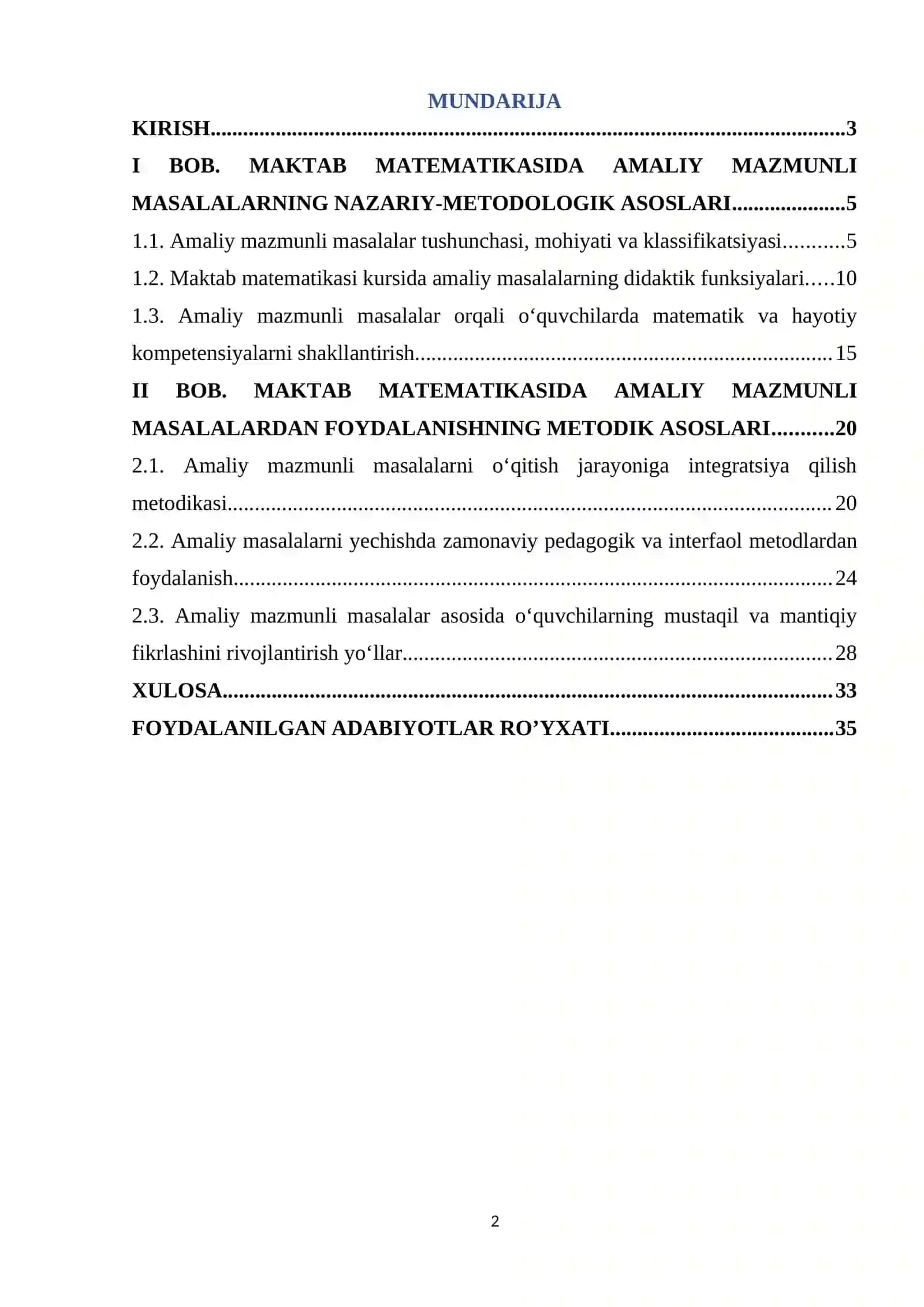 Maktab matematikasida amaliy mazmunli masalalarning o’rni 2
