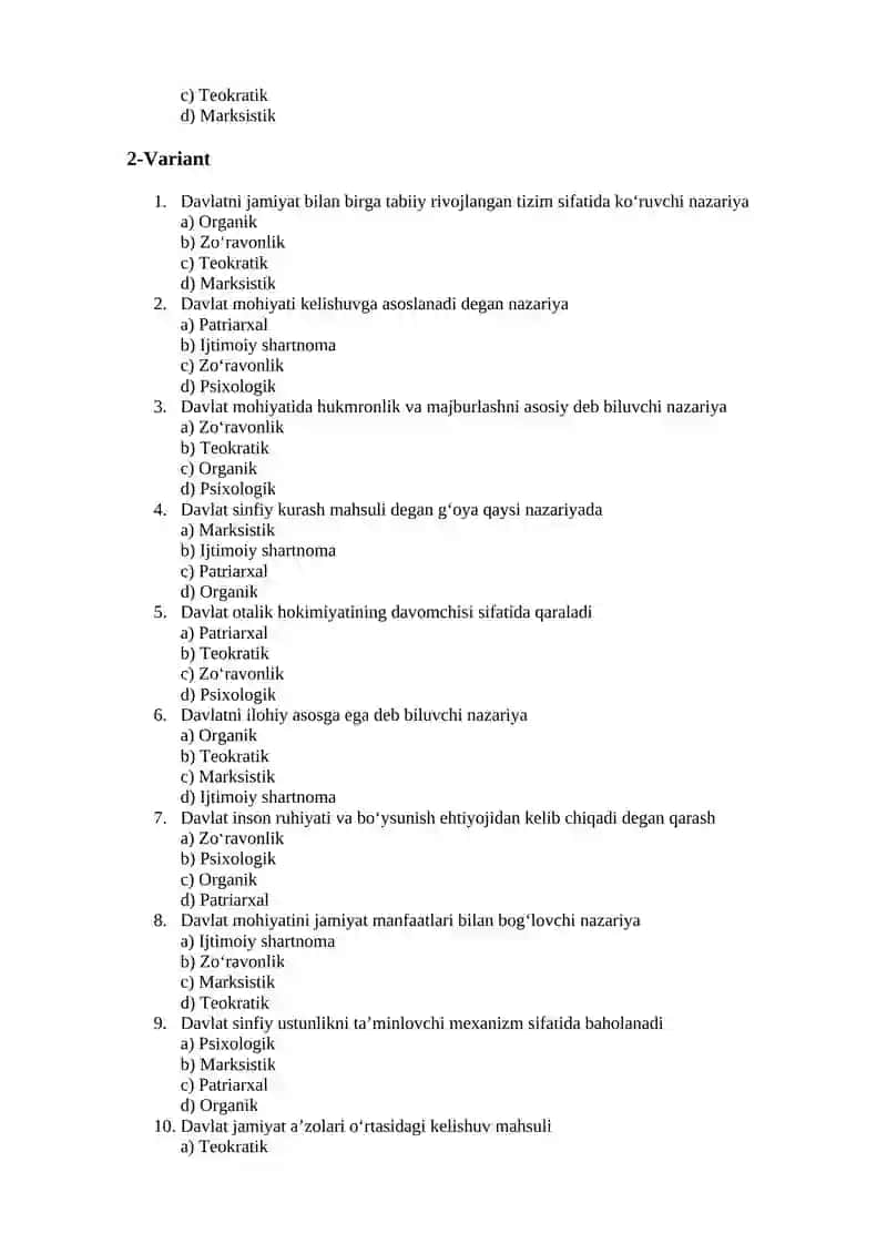 Davlatning mohiyati haqidagi turli nazariyalar 2