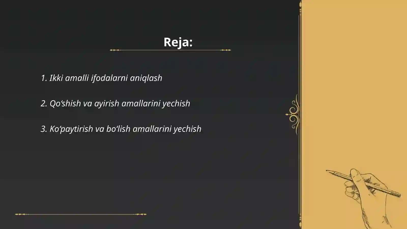 Ikki amalli ifodalarni aniqlash 2