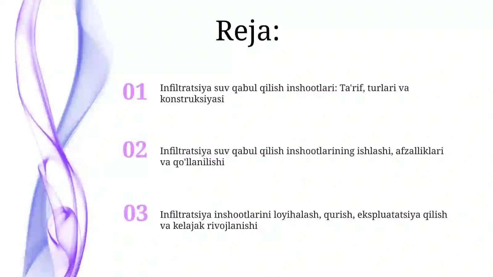 Infetratsiya suv olish inshoati va undan foydalanish 2