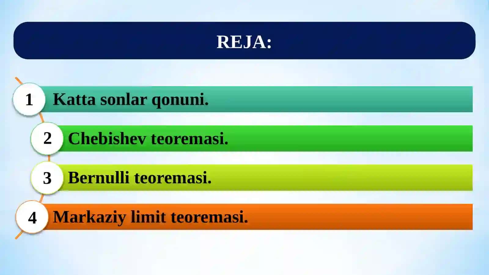KATTA SONLAR QONUNI. MARKAZIY LIMIT TEOREMASI 2