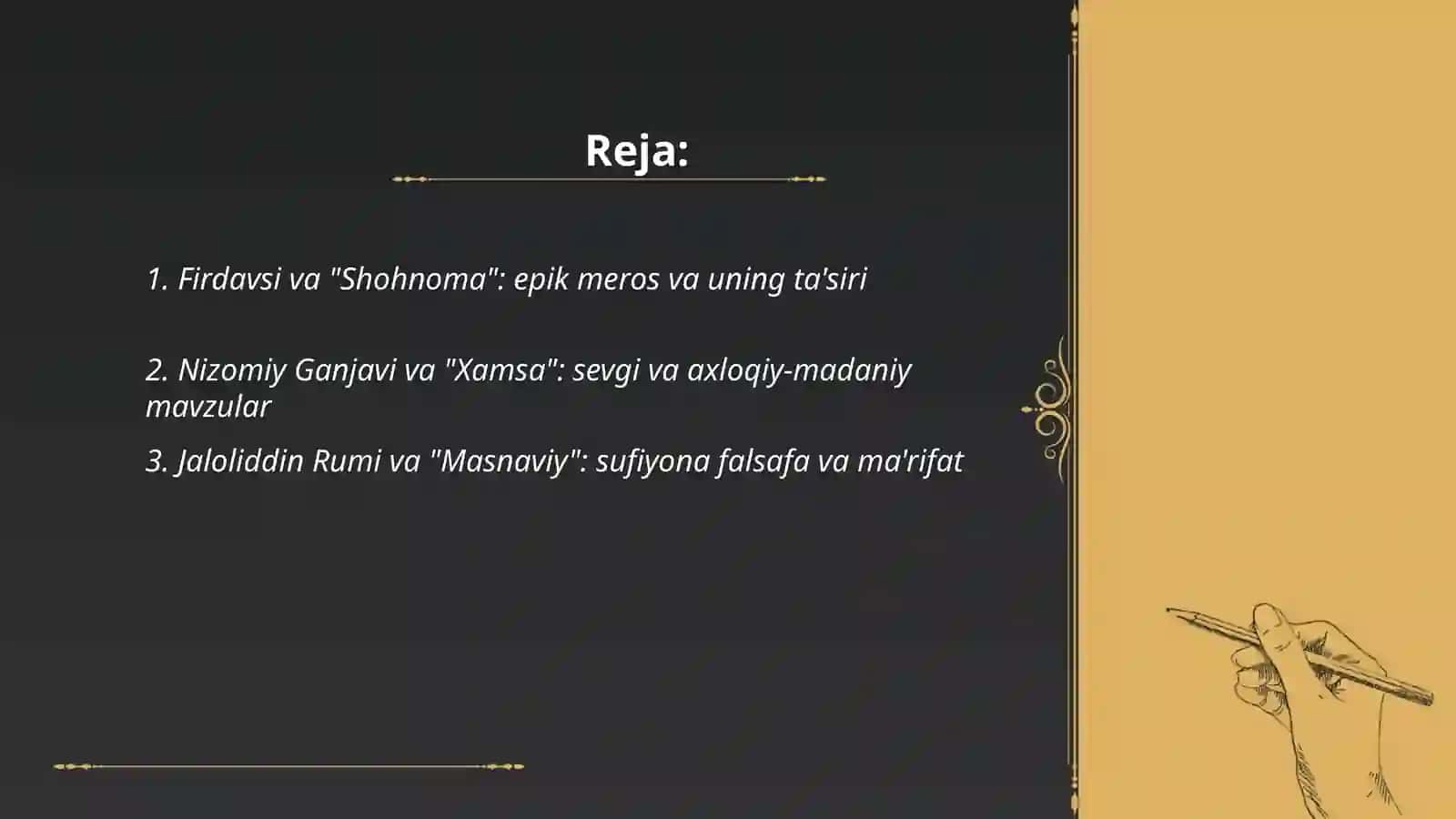 Sharq adabiyoti namoyandalari va ularning asarlari 2