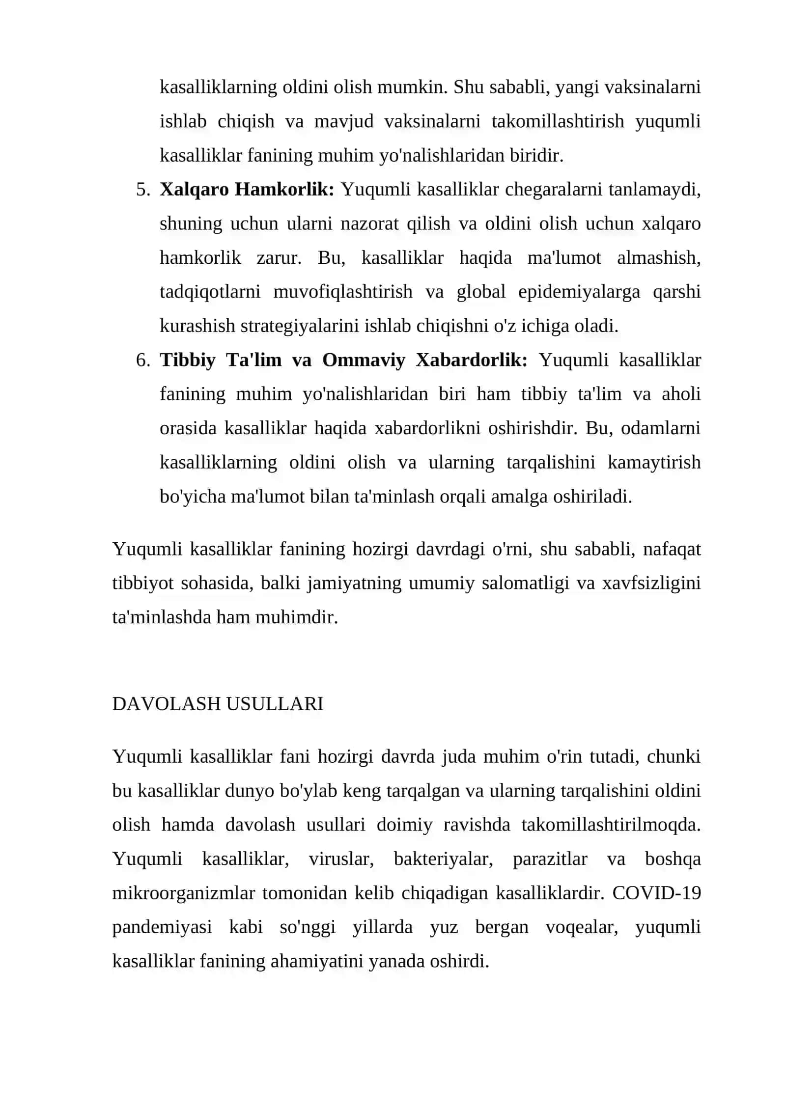 Yuqumli kasalliklar fanining hozirgi davrdagi o`rni 2