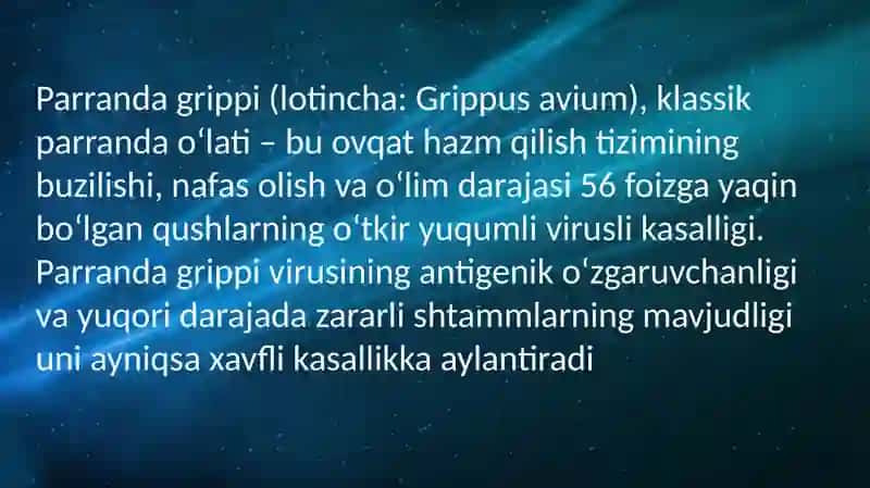 Parranda va cho‘chqa gripi va uning hozirgi kundagi muammolari 2