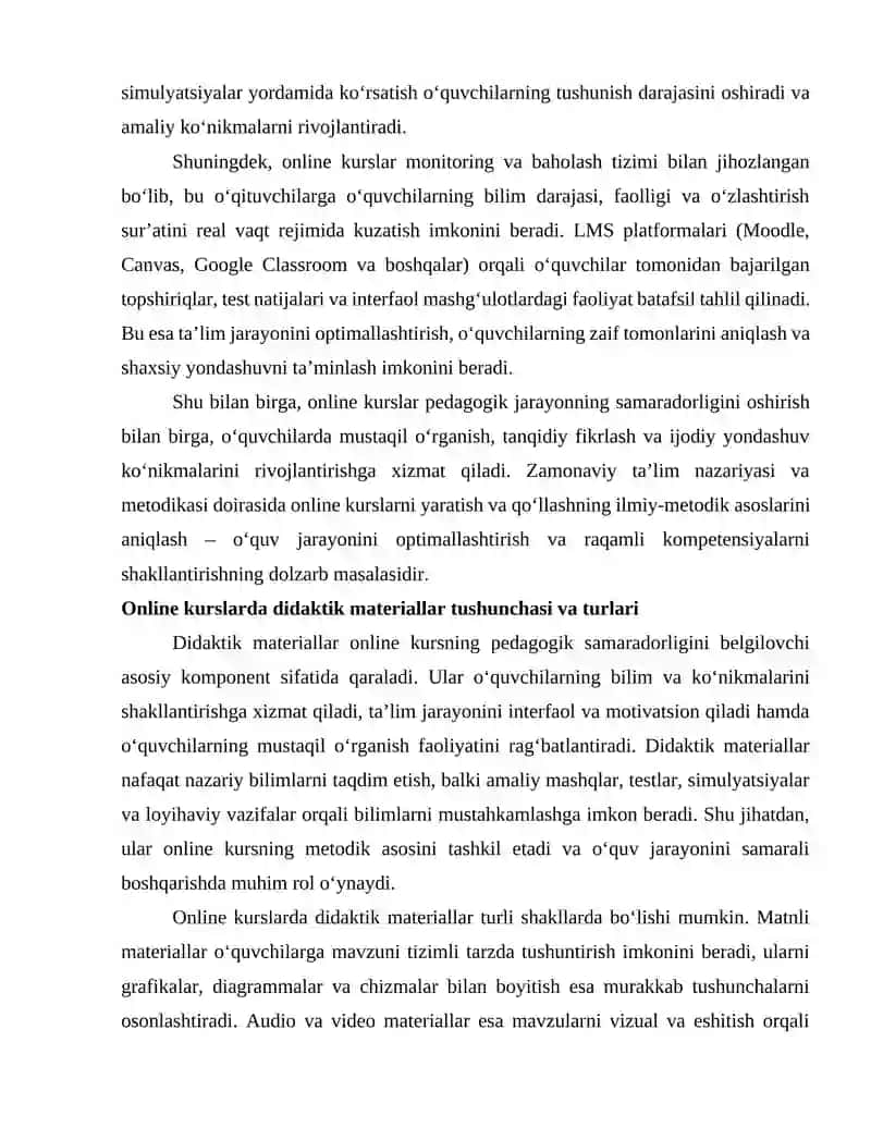 Online kurslar va ularga didaktik materiallar tayyorlash 2