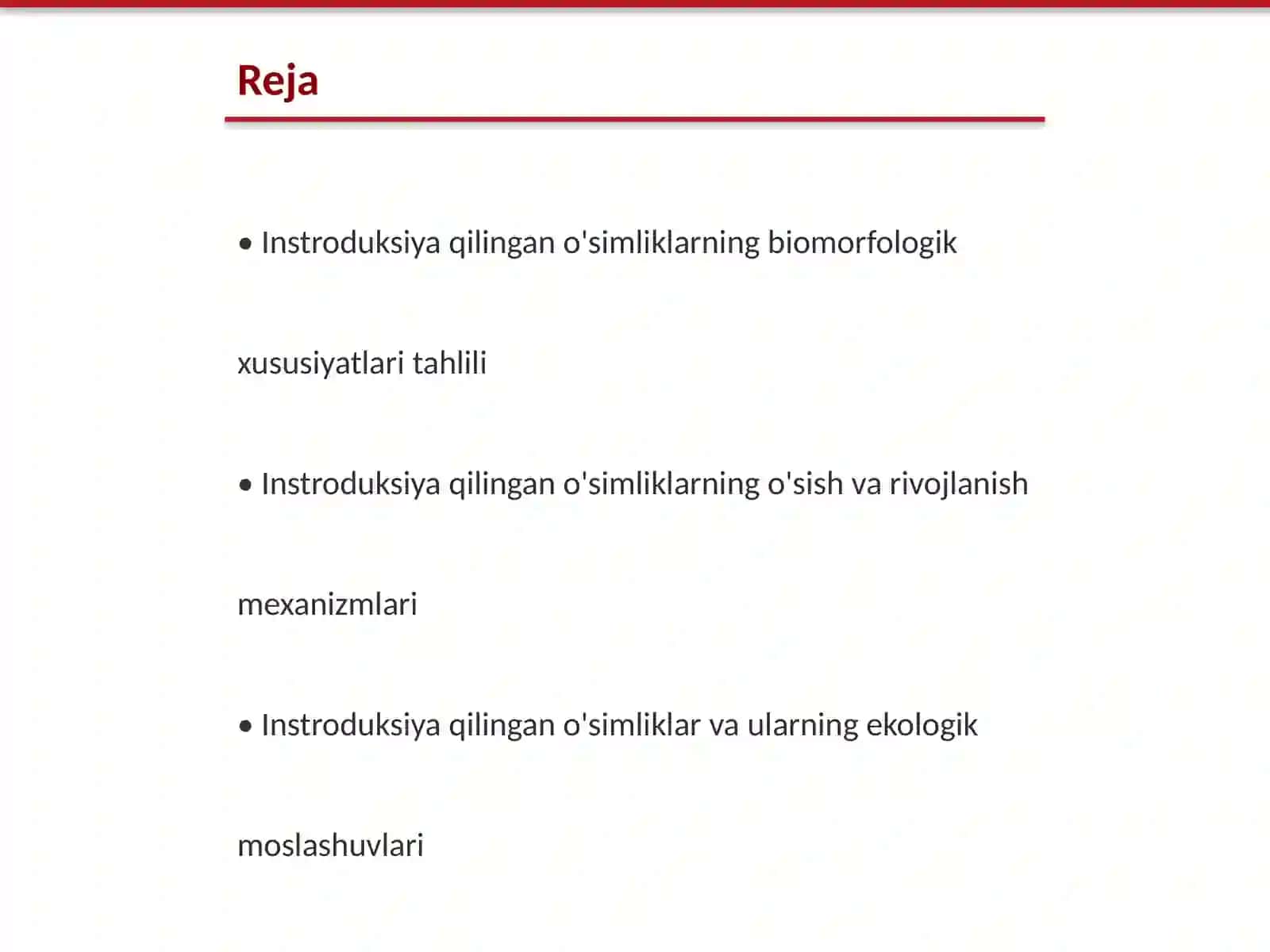 Instroduksiya qilingan o'simliklarning biomorfologik xususiyatlari 2