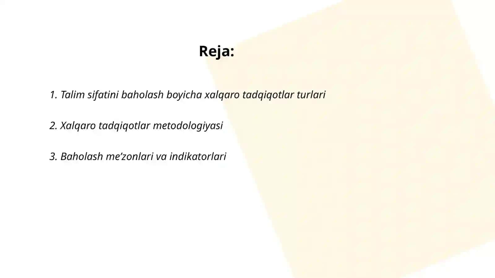 Talim sifatini baholash boyicha xalqaro tadqiqotlar natijalarini tahlil qilish 2