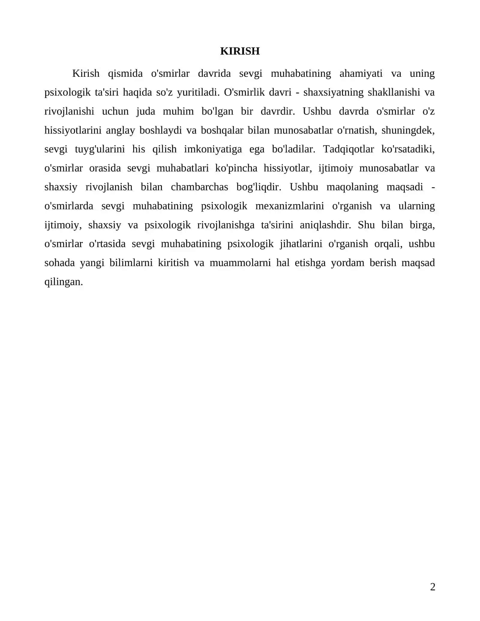O'smirlarda sevgi muhabatining psixologik mexanizmlari 2