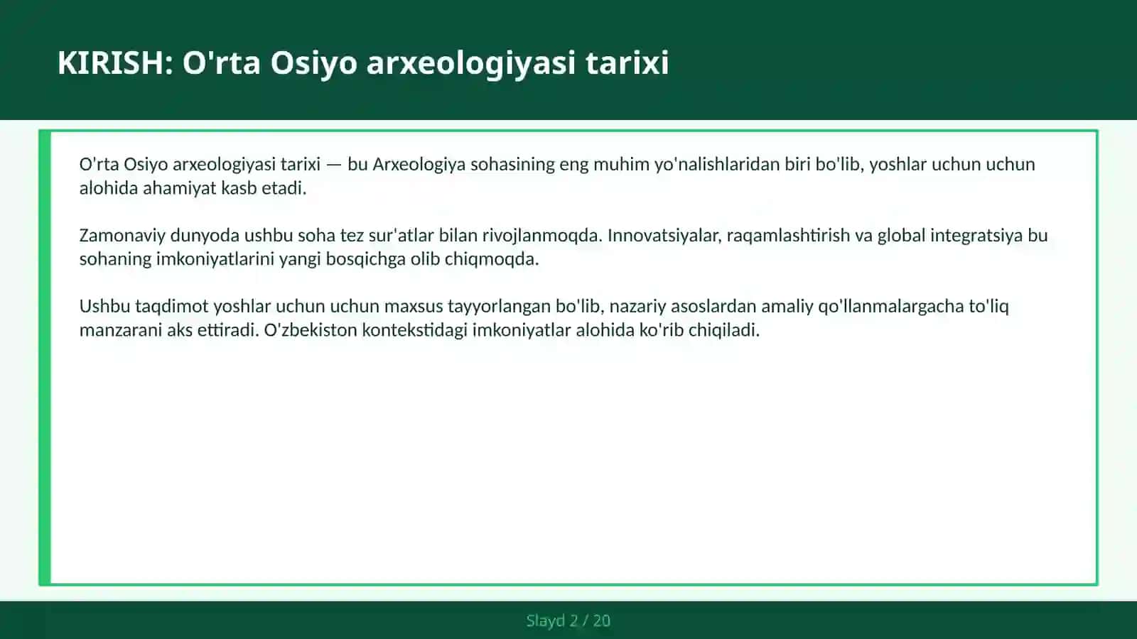O'rta Osiyo Arxeologiyasi Tarixi 2