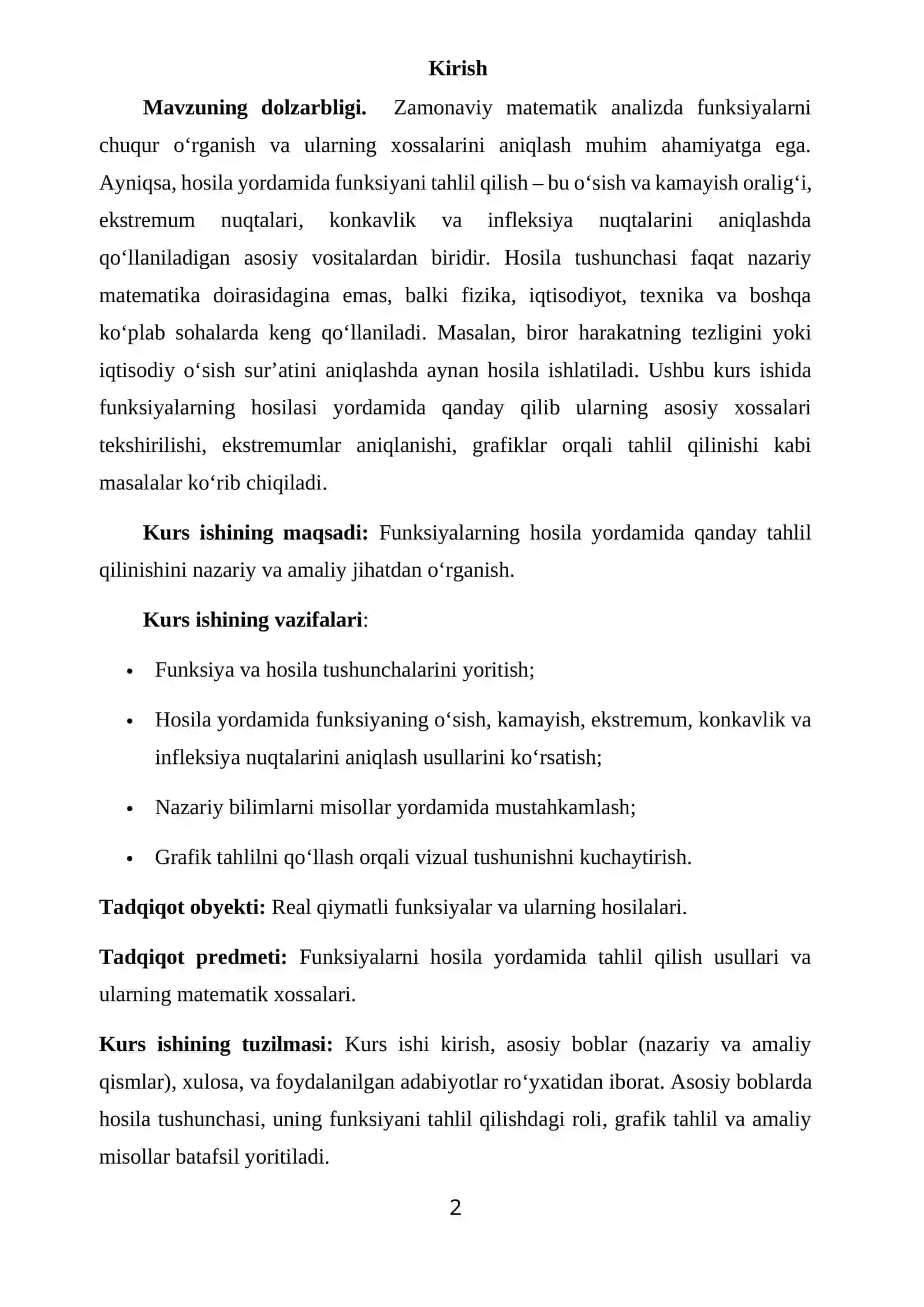 Funksiyalarni hosila yordamida tekshirish 2
