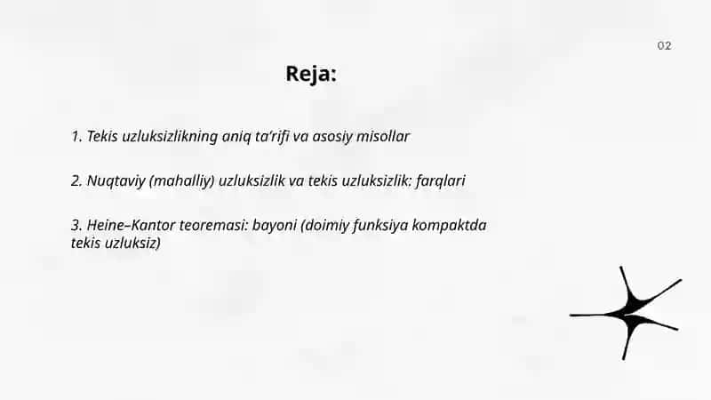 Tekis uzluksizlik. Kantor teoremasi 2