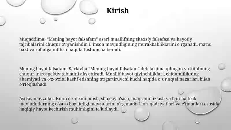 Mening Hayot Falsafam 2